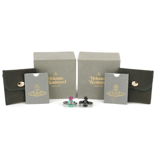  Two Vivienne Westwood Jewellery hand made rings, each with pouch and box.