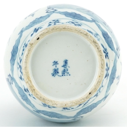 179 - A Chinese blue and white porcelain bottle vase, 19th century, bearing a four character mark to the b... 