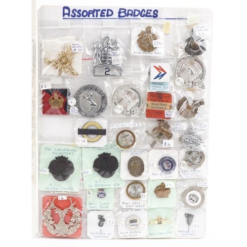 2507 - A collection of military and other badges including The Lancashire Volunteers Wigan Corps, Australia... 