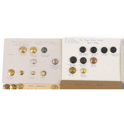 2500 - A collection of military interest uniform buttons including South Wales Borderers, Connaught Rangers... 