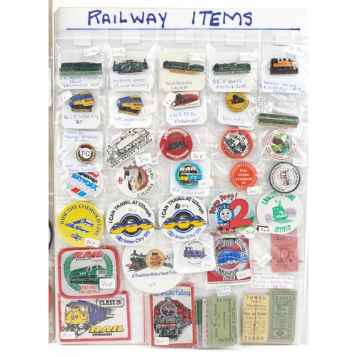 2279 - A collection of vintage and later transport badges and memorabilia including Southern Railway, Great... 