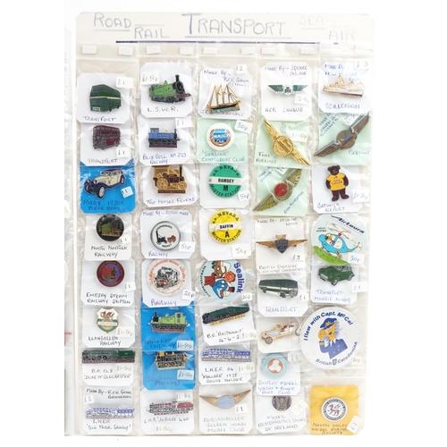 2279 - A collection of vintage and later transport badges and memorabilia including Southern Railway, Great... 