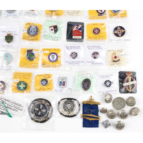 2303 - A collection of nursing related badges, buttons and watches including London County Council Home Nur... 