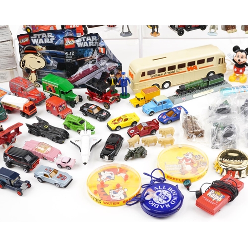 1257 - Vintage and later toys and advertising items including diecast vehicles, DC action figures and Star ... 