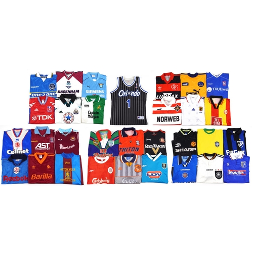 2344 - A collection of football T shirts including Reebok Aston Villa, Umbro Chelsea Football Club, Puma SS... 