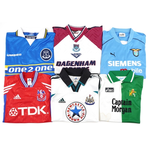 2344 - A collection of football T shirts including Reebok Aston Villa, Umbro Chelsea Football Club, Puma SS... 