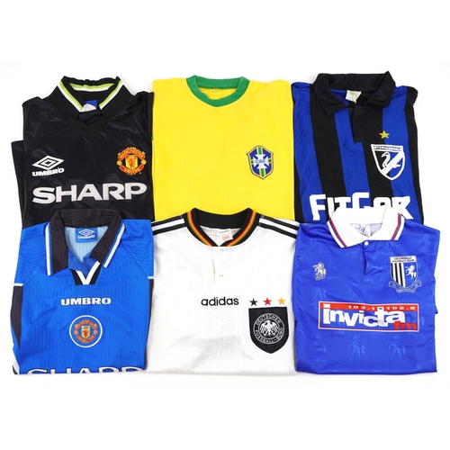 2344 - A collection of football T shirts including Reebok Aston Villa, Umbro Chelsea Football Club, Puma SS... 