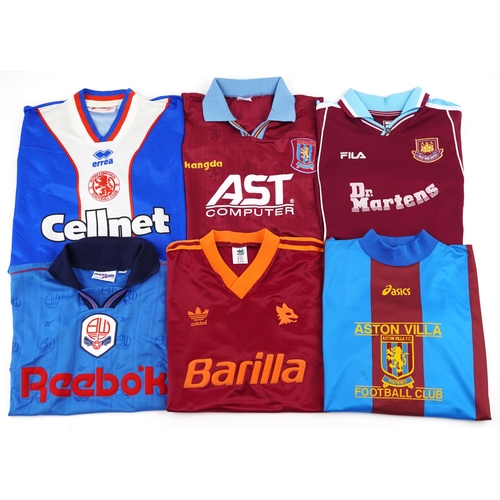 2344 - A collection of football T shirts including Reebok Aston Villa, Umbro Chelsea Football Club, Puma SS... 