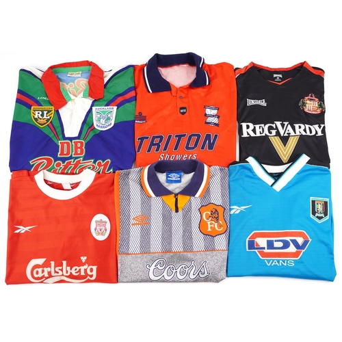 2344 - A collection of football T shirts including Reebok Aston Villa, Umbro Chelsea Football Club, Puma SS... 