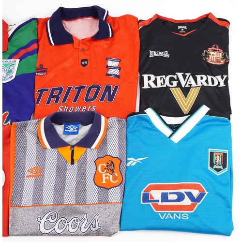 2344 - A collection of football T shirts including Reebok Aston Villa, Umbro Chelsea Football Club, Puma SS... 