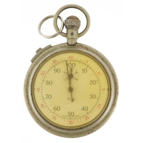 3317 - An S. Smith & Sons stainless steel cased stopwatch, the dial 5.5cm in diameter.