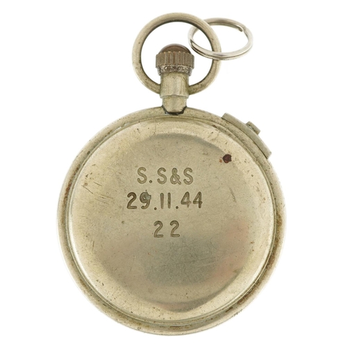 3317 - An S. Smith & Sons stainless steel cased stopwatch, the dial 5.5cm in diameter.