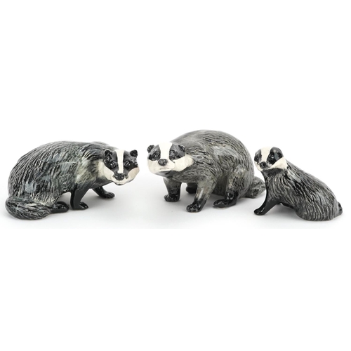 1182 - Three Beswick badgers, the largest 11cm in length.