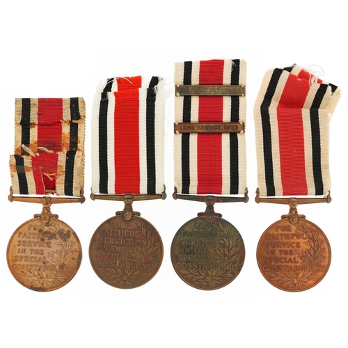 2437 - Four British military Special Constabulary Long Service medals awarded to Frank Straman, Harry P Coo... 