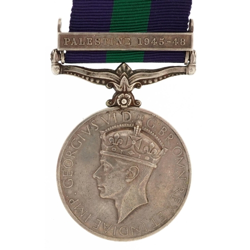 2398 - A British military World War II General Service medal with Palestine 1945-48 bar awarded to 14186225... 