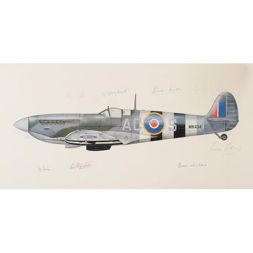 2605 - 'In Memory of the Few', a framed limited edition print of a Supermarine Spitfire signed by ten Battl... 