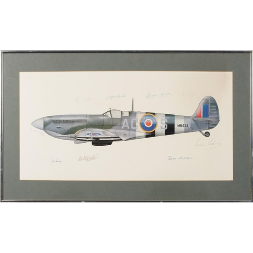 2605 - 'In Memory of the Few', a framed limited edition print of a Supermarine Spitfire signed by ten Battl... 