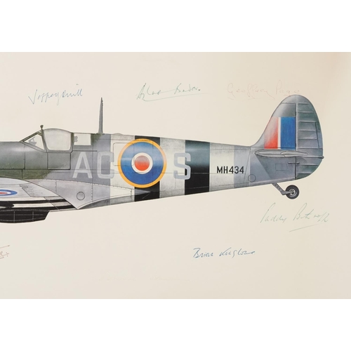 2605 - 'In Memory of the Few', a framed limited edition print of a Supermarine Spitfire signed by ten Battl... 