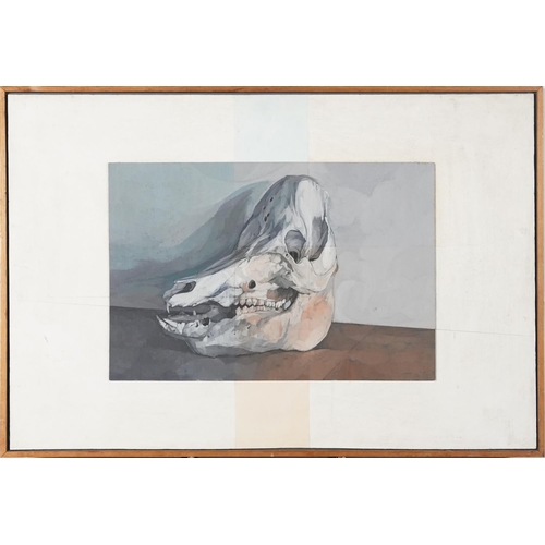 3458 - Jeff Pickering - Study of an animal skull, 20th century British school, acrylic on board, framed, 50... 