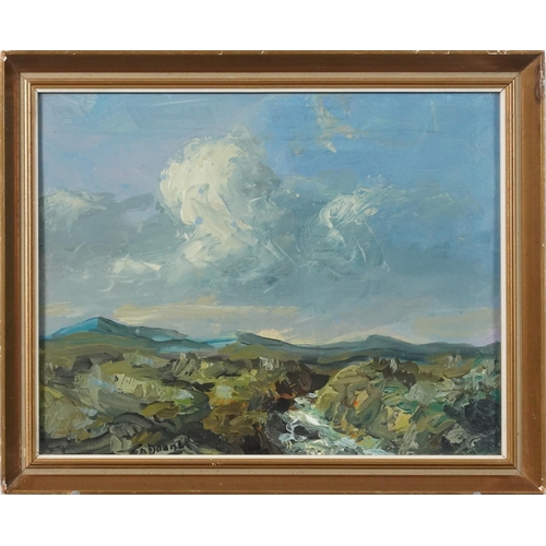 3420 - Thomas O'Donnell - Landscape, 20th century British Impressionist school oil on board, framed and gla... 