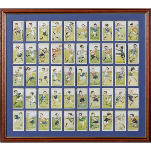 2324 - Two glazed displays of cigarette cards comprising John Player & Sons Footballers and R & J Hill Scen... 