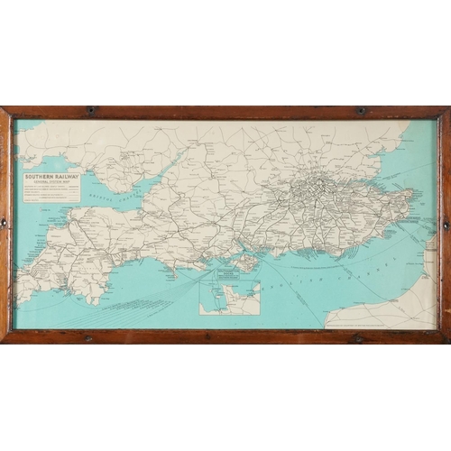 2297B - A Southern Railway General System map Reproduced by Courtesy of British Railways Board, framed and g... 