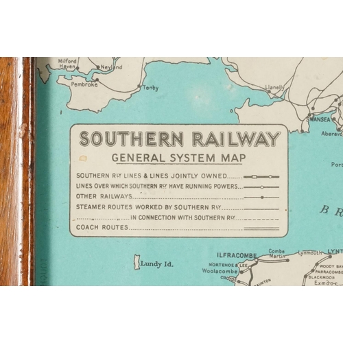 2297B - A Southern Railway General System map Reproduced by Courtesy of British Railways Board, framed and g... 