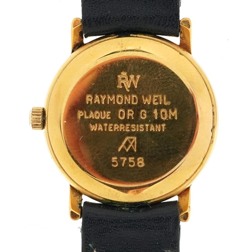 3311 - Raymond Weil, a ladies gold plated quartz wristwatch with box and paperwork numbered 5758, 22mm in d... 