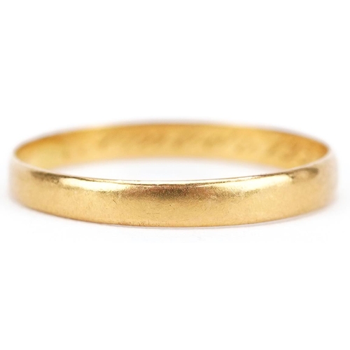 3056 - A Victorian 22ct gold wedding band, size X, 2.0g.