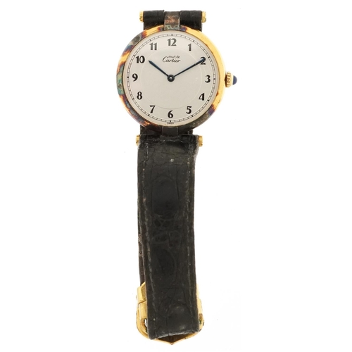 3027 - A Must de Cartier, gentlemen's silver gilt Vermeil quartz wristwatch having silvered dial with Arabi... 