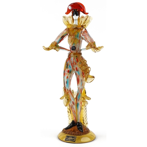 1226 - Early 20th century Venetian Glass Company glass figure of a court jester signed by G. Toffolo, 45cm ... 