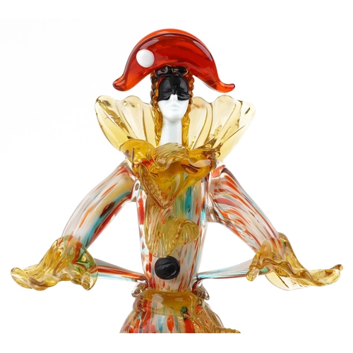 1226 - Early 20th century Venetian Glass Company glass figure of a court jester signed by G. Toffolo, 45cm ... 