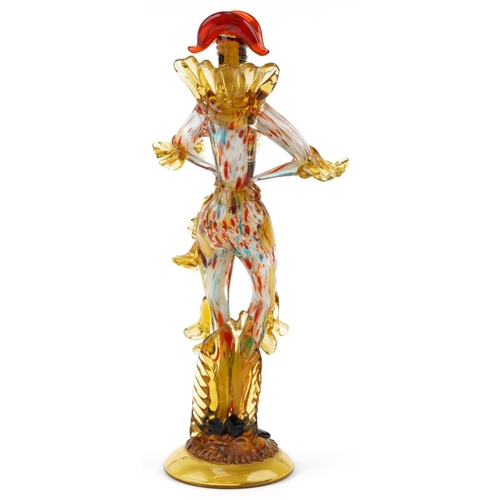 1226 - Early 20th century Venetian Glass Company glass figure of a court jester signed by G. Toffolo, 45cm ... 