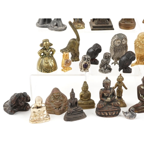 1522 - A collection of metal figures and animals including a Chinese bronze figure of an elder, Tibetan Bud... 