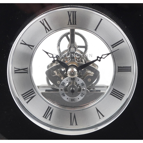 162 - An Art Deco style Dartington Crystal clock, 15cm high.