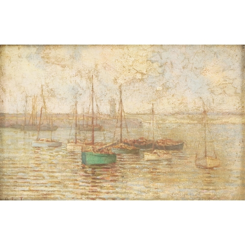 3416 - Ada James - Three harbour landscapes with boats, late 19th/early 20th century British school oils on... 