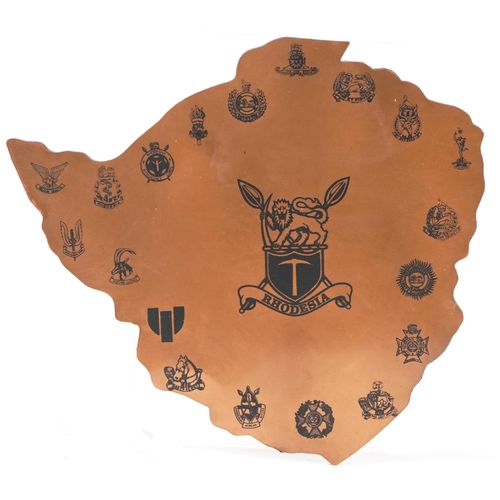 2454 - Four military interest South African coppered shields including Operation Hurricane North East Borde... 