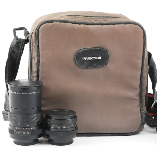 514 - A Pentax MTL 5 camera with three lenses and protective case including Pentacon auto 2.8/29 and Penta... 