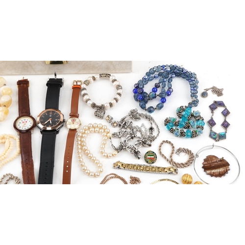 3348 - Vintage and later jewellery, some silver, including silver rings, Mexican silver and abalone butterf... 