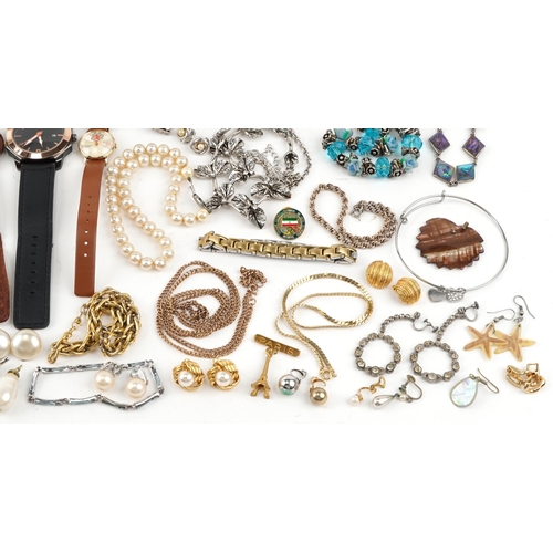 3348 - Vintage and later jewellery, some silver, including silver rings, Mexican silver and abalone butterf... 