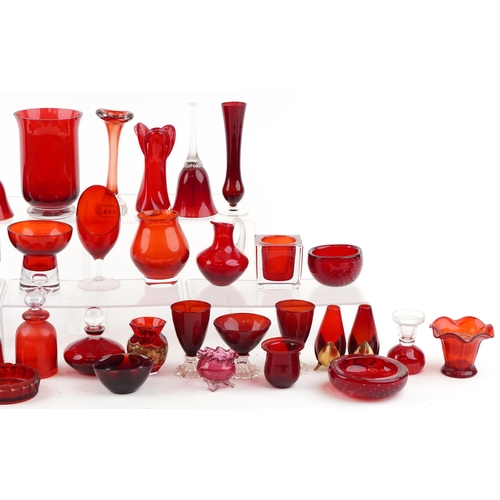 1480 - Vintage and later ruby glassware including Whitefriars, the largest 19.5cm high.