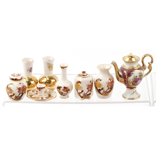 1473 - A collection of French Limoges porcelain and miniature porcelain teaware including Masons, Royal Wor... 