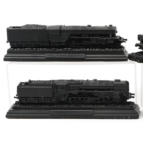 1511 - Eight model steam locomotives made from coal from Wales and Great Britain, the largest 28cm in lengt... 