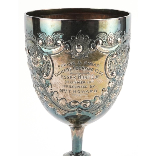 396 - Fenton Brothers Ltd, an Edwardian silver pedestal trophy with engraved inscription Epping & Ongar Fa... 