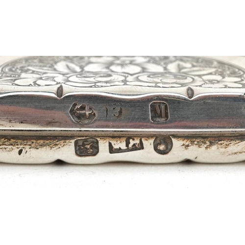 438 - A Victorian silver aide-memoire with floral engraved decoration, indistinct maker's mark, Birmingham... 