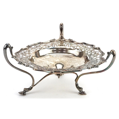 400 - George Edward & Sons, a Scottish silver three footed bonbon dish with pierced foliate decoration, Gl... 