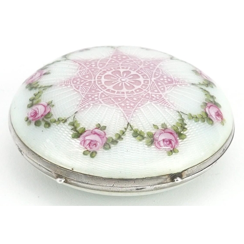  Continental silver and guilloche enamel trinket box with hinged lid, import marks to the interior, 5... 