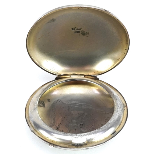  Continental silver and guilloche enamel trinket box with hinged lid, import marks to the interior, 5... 