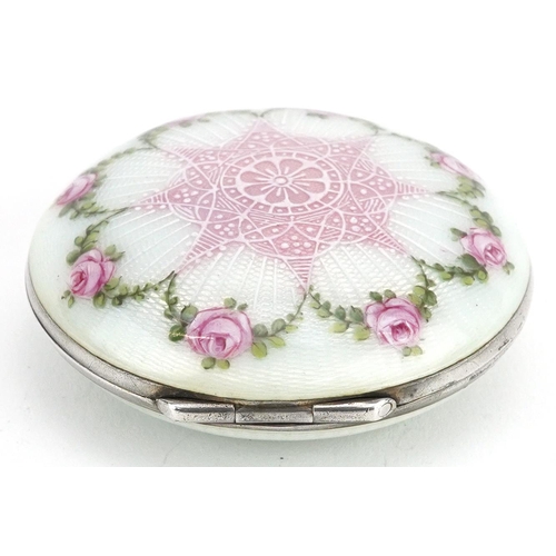  Continental silver and guilloche enamel trinket box with hinged lid, import marks to the interior, 5... 