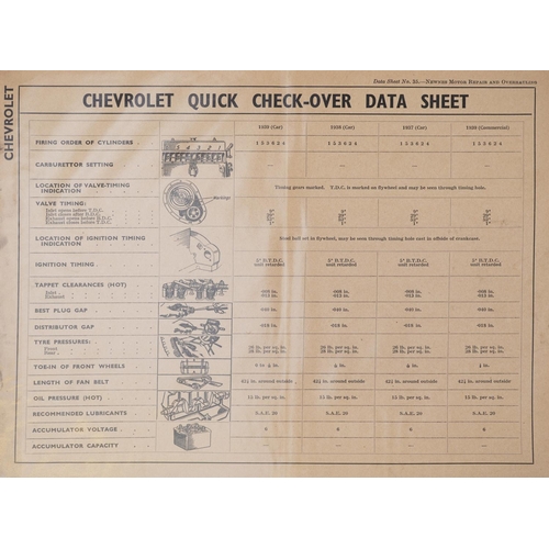 2338 - A collection of vintage motor repair quick check over data sheets including Vauxhall 14H.P and 12H.P... 